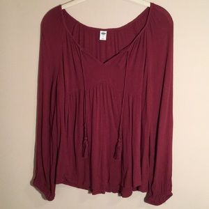 Old navy relaxed tie neck balloon sleeve top